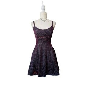 City Triangle Prom Formal Dress Sz M Sparkly Metallic Purple Gown Mini Hoc Fairy